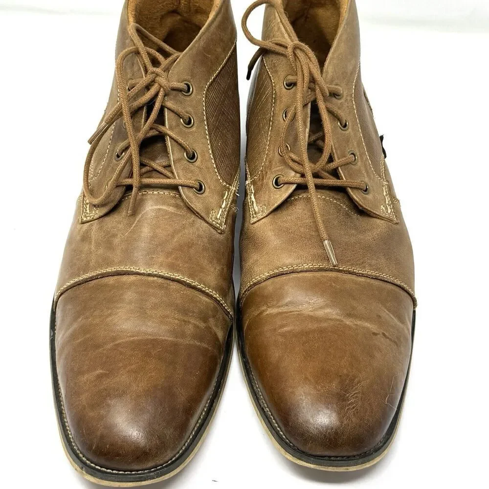 Steve Madden Brown Leather Cap Toe Chukka Ankle Boots